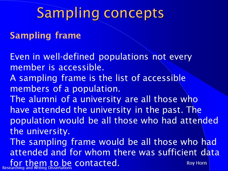 Dissertation sampling frame